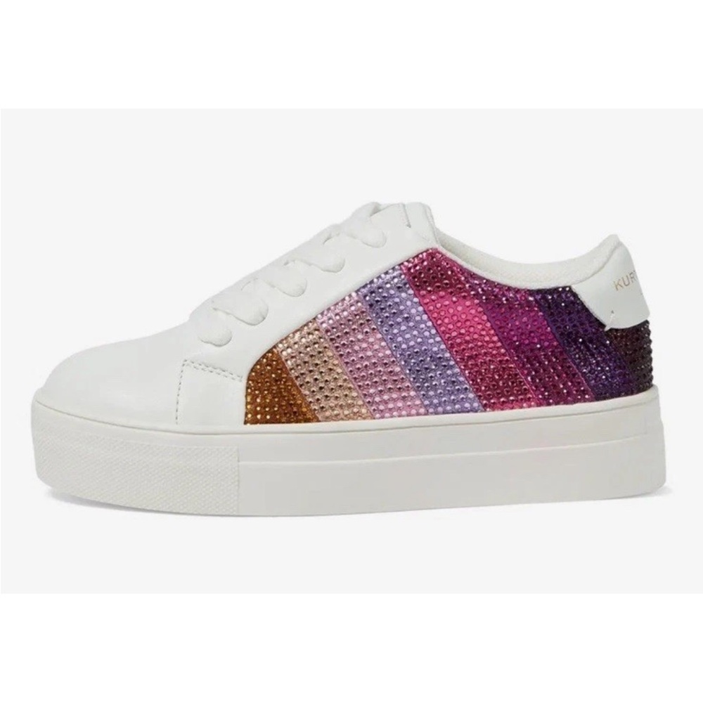 Kurt Geiger London Kids Mini Laney Crystal Stripe Sneakers Msrp $90 Size 5 New